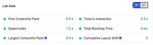 PageSpeed Insights - Lab Data