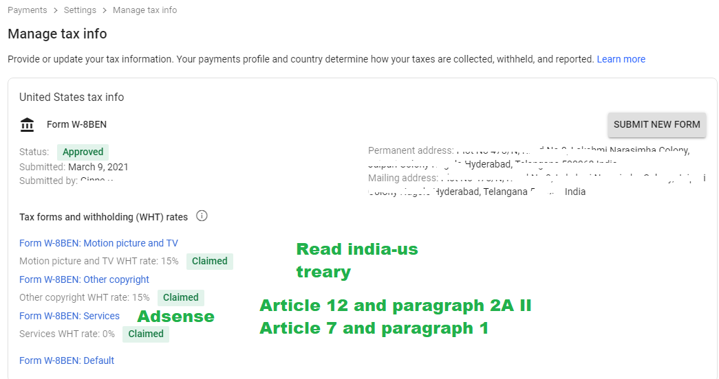 us tax on adsense youtube google play etc