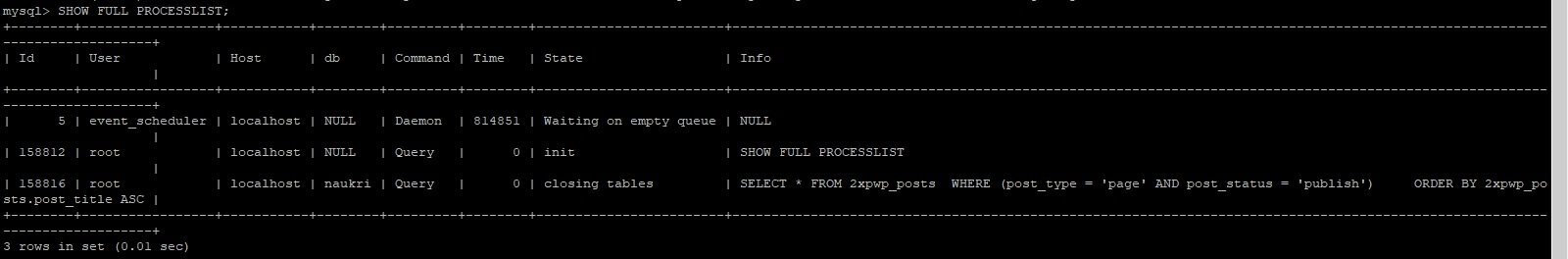 show mysql process list command line